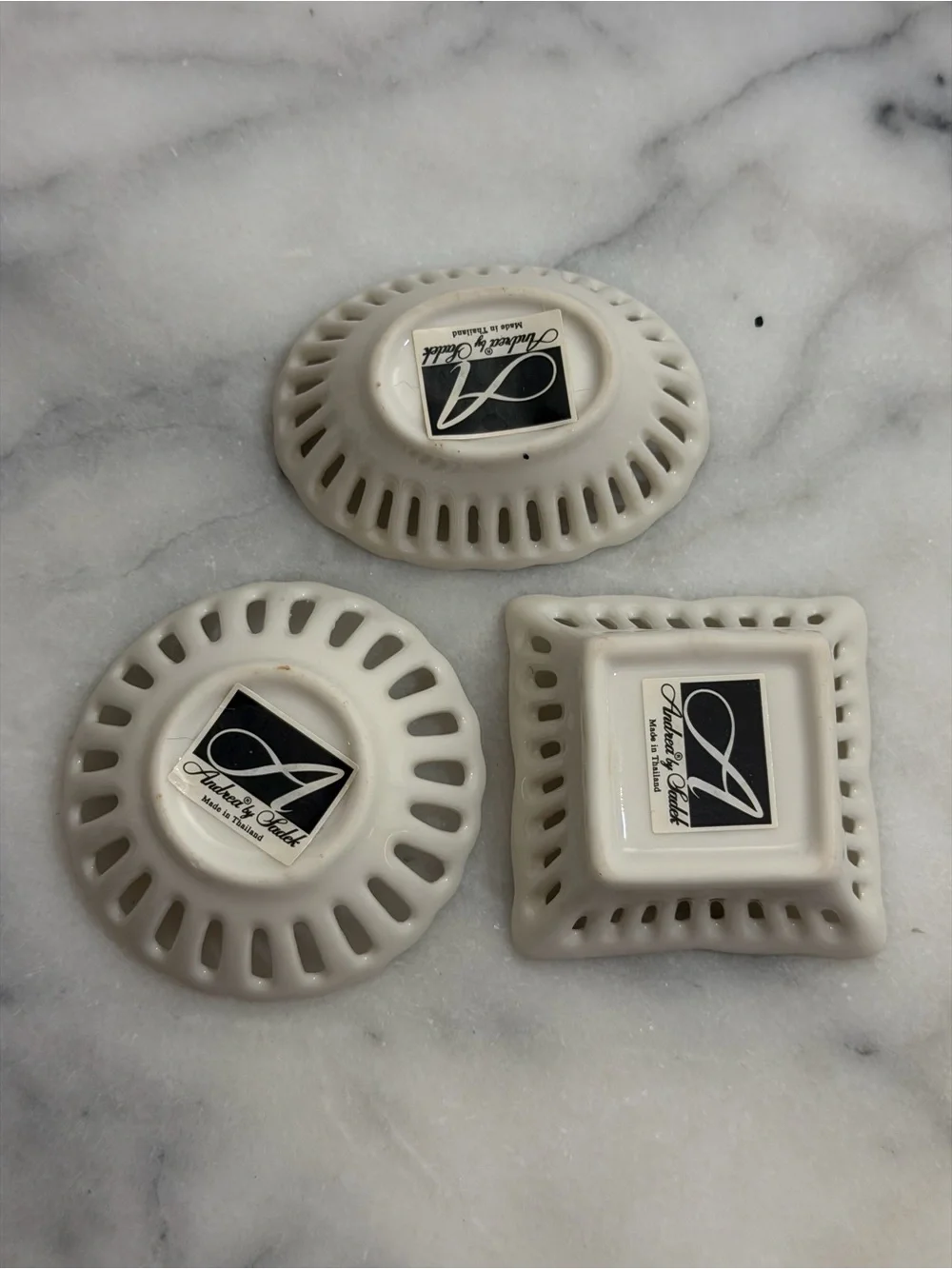 Porcelain Bee Trinket Accent Dishes - Blue and White Set of 3